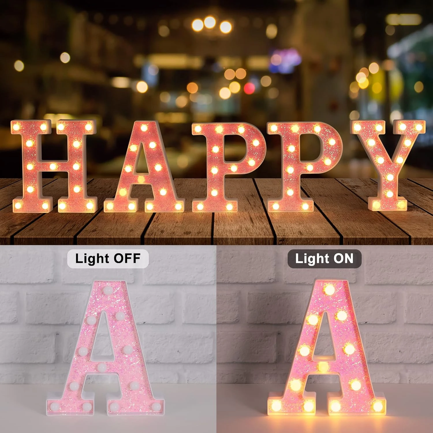 Foaky LED Letter Lights Sign Light Up Pink Letters Glitter Alphabet Letter Sign For Night Light Wedding/Birthday Party Battery Powered Christmas Lamp Girls Gifts Home Bar Decoration(A 2 Foaky LED Letter Lights Sign Light Up Pink Letters Glitter Alphabet Letter Sign For Night Light Wedding/Birthday Party Battery Powered Christmas Lamp Girls Gifts Home Bar Decoration(A - Image 2