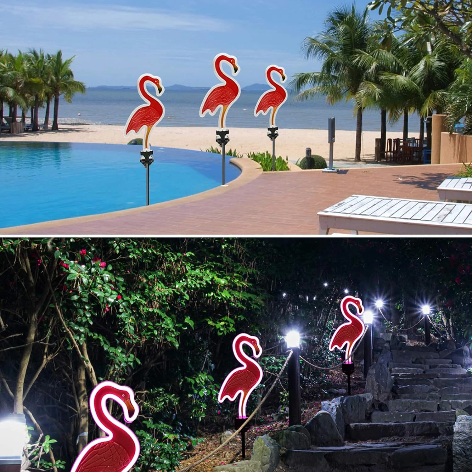 Solar Flamingo Pink Neon Light - Set Of 2 Metal Garden Stake Lights 42 Inch Path Lighting For Christmas Yard Lawn Patio Walkway Decor 6 Solar Flamingo Pink Neon Light - Set Of 2 Metal Garden Stake Lights 42 Inch Path Lighting For Christmas Yard Lawn Patio Walkway Decor - Image 6
