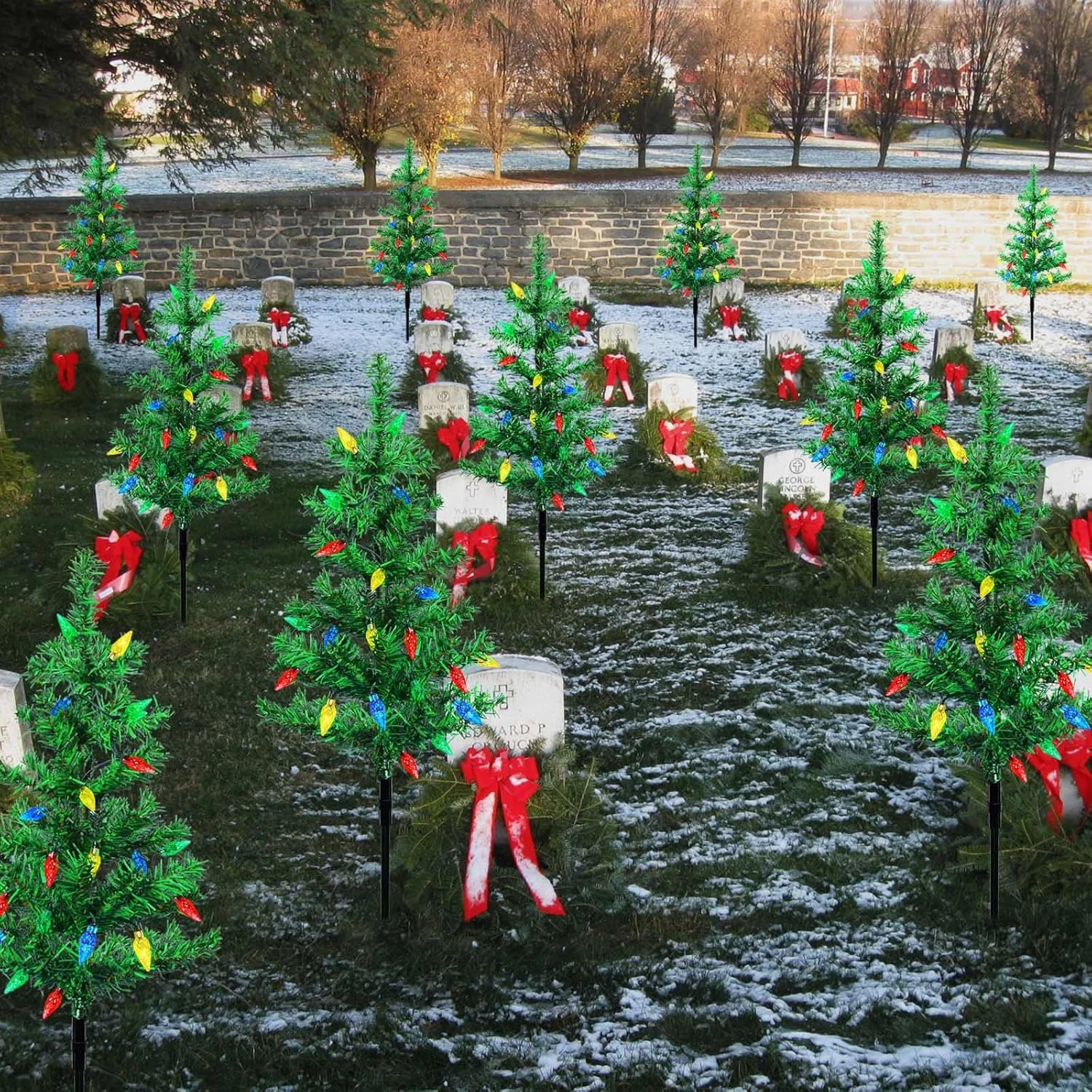 Homeleo 4 Set Solar Christmas Tree W/ 80pcs Multicolor C6 LED Christmas Lights For Outdoor Christmas Decorations,Solar Powered Prelit Small Christmas Tree For Holiday Outside Pathway Garden Yard Decor 3 Homeleo 4 Set Solar Christmas Tree W/ 80pcs Multicolor C6 LED Christmas Lights For Outdoor Christmas Decorations,Solar Powered Prelit Small Christmas Tree For Holiday Outside Pathway Garden Yard Decor - Image 3