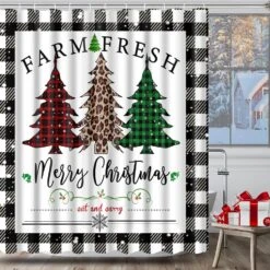 Likiyol 4 Pcs Merry Christmas Shower Curtain Sets With Non-Slip Rugs, Toilet Lid Cover And Bath Mat, Buffalo Plaid Shower Curtain With 12 Hooks, Winter Holiday Tree Shower Curtain 10 Likiyol 4 Pcs Merry Christmas Shower Curtain Sets With Non-Slip Rugs, Toilet Lid Cover And Bath Mat, Buffalo Plaid Shower Curtain With 12 Hooks, Winter Holiday Tree Shower Curtain -Xmas Lighting Shop 81r2dw8N0PL. AC SL1500