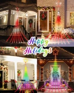 Outdoor Christmas Decorations Lights With Star, Smart DIY Custom Display 11.8Ft 64 Modes Yard Waterfall Tree String Lights, App Control 344LED RGB Color Changing Music Timer For Xmas Tree Lawn Decor -Xmas Lighting Shop 81rEBkNHuEL. AC SL1500