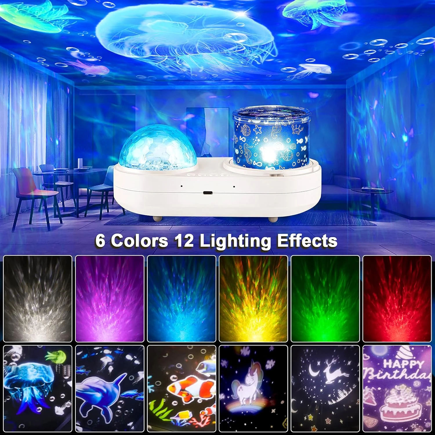 Night Light For Kids, Ocean Light Projector, Night Lights Projector With 360 Degree Rotating 6 Colors Stereo Galaxy Projection, Boys Girls Toys Birthday Christmas Gifts 2 Night Light For Kids, Ocean Light Projector, Night Lights Projector With 360 Degree Rotating 6 Colors Stereo Galaxy Projection, Boys Girls Toys Birthday Christmas Gifts - Image 2