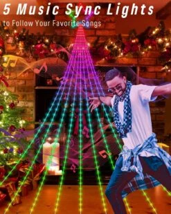 Outdoor Christmas Decorations Lights With Star, Smart DIY Custom Display 11.8Ft 64 Modes Yard Waterfall Tree String Lights, App Control 344LED RGB Color Changing Music Timer For Xmas Tree Lawn Decor -Xmas Lighting Shop 81rL15MNaL. AC SL1500