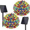 MAOKOT Solar Christmas Lights Outdoor Waterproof Solar String Lights 72ft 8 Modes 200 LED Outdoor Christmas Lights For Garden, Christmas, Xmas Tree Decor,Pack Of 2(Multicolored)