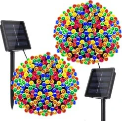 MAOKOT Solar Christmas Lights Outdoor Waterproof Solar String Lights 72ft 8 Modes 200 LED Outdoor Christmas Lights For Garden, Christmas, Xmas Tree Decor,Pack Of 2(Multicolored)