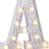 Foaky LED Letter Lights Sign Light Up Silver Letters Letter Sign For Night Light Birthday Party Battery Powered Christmas Lamp Girls Gifts Home Bar Decoration (A)