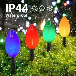 Christmas Lights Jumbo C9 Outdoor Lawn Decorations With Pathway Marker Stakes, 2 Pack 7 Feet String Lights With Multi Color Giant Lighted Bulbs For Holiday Outside Yard Garden Decor, 8 Lights -Xmas Lighting Shop 81s51pl0kL. AC SL1500
