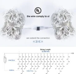 Qunlight Christmas Lights Outdoor IcicleLights 360LED 33FT 8 Modes, Connectable Hanging Fairy String Lights With 30V Plug In For Valentine Wedding Party Eave Garden Wall Decorations(Warm White) -Xmas Lighting Shop 81sCA7 PffL. AC SL1500