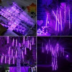 QITONG Purple Halloween Lights Outdoor Waterproof，8 Tubes 192 LED Meteor Shower Rain Lights, String Lights Plug In Snowfall LED Lights Falling Rain Lights For Halloween Tree Holiday Party Christmas -Xmas Lighting Shop 81sEDibe4qL. AC SL1500