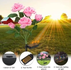 4 Pack Solar Garden Decorative Lights 7 Color Changing Beautiful & Realistic Rose Flowers Lights Waterproof Outdoor Solar Powered Fairy Landscape Lights For Yard Pathway Patio Christmas Decoration -Xmas Lighting Shop 81sPOeMtmsL. AC SL1500