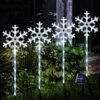 Solar Christmas Pathway Lights, Set Of 4 Snowflake Solar Powered Christmas Decorations Outdoor, Waterproof Christmas Garden Stake Lights For Patio, Yard, Garden, Lawn Christmas Holiday Decor