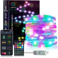 33Ft Smart Fairy String Lights, 100 LEDs APP Controlled USB Led String Fairy Lights With Remote Control, RGB Led Twinkle Lights Music Sync Halloween Lights For Christmas Room Bedroom Party Home Decor