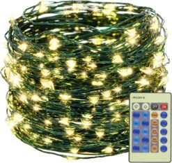 Decute 300LED 99FT Christmas Tree String Lights Warm White Green Wire Dimmable With Remote Control, UL Cerficated Plug In Fairy Starry Lights Decorative For Christmas Tree Party Wedding Indoor Outdoor