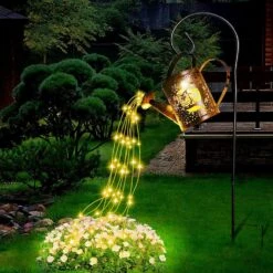 Solar Watering Can Lights Christmas Outdoor Garden Decorations, Solar Powered Elk Waterproof Garden Lights, Vintage Metal Garden Fairy Lights,Christmas Garden Decorations（Owl