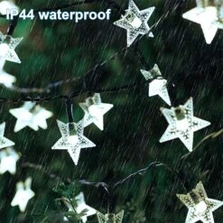 Twinkle Star Solar Star String Lights, 100 LED 33 FT Outdoor Ramadan Christmas Fairy Lights, 8 Lighting Modes & Waterproof For Christmas, Wedding Party, Xmas Tree, Garden Decor, Cool White -Xmas Lighting Shop 81tDJnkBRcL. AC SL1500