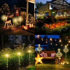 AOFLICT Solar Garden Lights, 4 Pack 126 LED Solar Firework Lights With Remote, 8 Lighting Modes Garden Firework Lights Outdoor Waterproof For Pathway, Backyard, Christmas, Party Decor (Warm White) -Xmas Lighting Shop 81toDq7dGxL. AC SL1500
