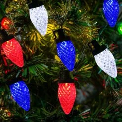 HUGSVIK C9 Bulb Solar 4th Of July Lights, 31Ft 50 LED Solar Red White And Blue Christmas Lights For 4th Of July Decorations, Waterproof Solar Patriotic Lights For July 4th Memorial Day Christmas -Xmas Lighting Shop 81u7vUCGcfL. AC SL1500