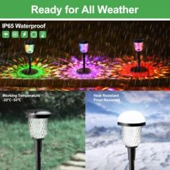CVNHMG Outdoor Solar Pathway Lights, Solar Garden Lights With 7 Color Changing & Warm White Mode, Waterproof Solar Powered Outdoor Lights For Christmas Pathway Yard Decorations (6 Pack) -Xmas Lighting Shop 81uEGgS32VL. AC SL1500