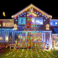 Outdoor Christmas Decorations Star String Lights, 317 LED 11.5 Ft Waterfall Tree Lights With 8 Memory Lighting Modes&Timer Christmas Star Lights For Yard Indoor, Festival, Party, Christmas Decorations -Xmas Lighting Shop 81uZNbterUL. AC SL1500