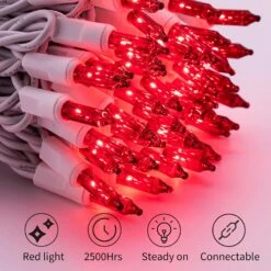 Christmas Red Mini String Lights, 100 Count 26.5 Feet Detachable Incandescent Bulb Waterproof Red Fairy Lights Plug In For Indoor Outdoor Party Patio Valentine's Day Decoration, White Wire -Xmas Lighting Shop 81ujuVzZ3HL. AC SL1500