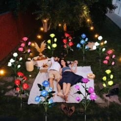 BBTO 8 Pieces Solar Flowers Lights Solar Rose Lights Waterproof Outdoor Garden 6 Colors Solar Pathway Lights With Stake For Yard Walkway Patio Lawn Walkway Christmas Party Decorations -Xmas Lighting Shop 81uyestvacL. AC SL1500