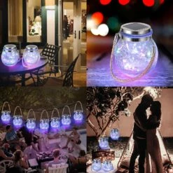 Solar Hanging Lanterns Outdoor Waterproof, Table Lamps Decorative Cracked Glass Jar 30 LED Lights For Garden Tree Court Yard Patio Pathway Christmas Day Holiday Party Decoration (2, Colors) -Xmas Lighting Shop 81uytuiq5L. AC SL1500