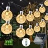 Solar String Lights Outdoor 60 LED 36ft Solar Patio Lights With 8 Modes, Solar Powered/USB , Waterproof Crystal Ball String Lights For Patio, Lawn, Garden, Wedding, Party, Christmas Decor(Warm White)