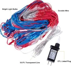 American Flag Lights 390 Super Bright LED With 8 Modes Indoor Outdoor Waterproof Led USA Flag Net Hanging Lights Ornaments For Patriot's Day,July 4th Independence Day, Yard Garden Christmas Decor -Xmas Lighting Shop 81vK3 yhDRL. AC SL1500
