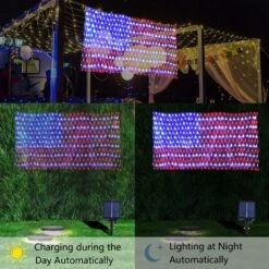 Decute Upgraded Solar American Flag String Lights, Waterproof 390 Led Solar Flag Net Light Of The United States With Remote For Christmas Decorations, Yard,Garden, Festival, Holiday, Party Decoration -Xmas Lighting Shop 81vPt3cwj8S. AC SL1500