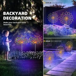 2 PCS Solar Firework Light, Outdoor Solar Garden Decorative Lights 120 LED Powered 40 Copper Wires String DIY Landscape Light For Walkway Pathway Backyard Christmas Decoration Parties (Multi-Color) -Xmas Lighting Shop 81vRlc3D7dL. AC SL1500 1