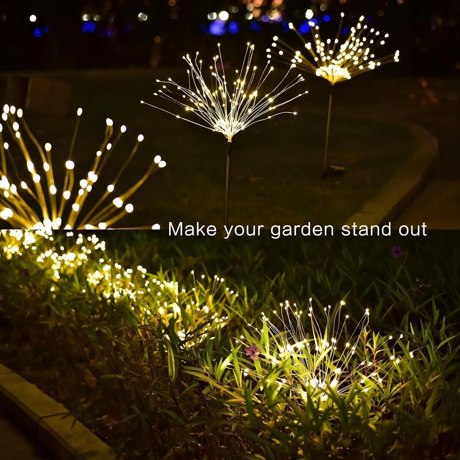 Serpouliom Solar Garden Lights, Firework Lights Outdoor 2 Pack 180 LED Solar Lights Outdoor Waterproof Landscape Lamp, Decor For Courtyard Garden Christmas Party (Warm White) 8 Serpouliom Solar Garden Lights, Firework Lights Outdoor 2 Pack 180 LED Solar Lights Outdoor Waterproof Landscape Lamp, Decor For Courtyard Garden Christmas Party (Warm White) - Image 8