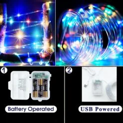 2 Pack Battery Rope Lights Outdoor Waterproof, 66Ft 200 LED Rope Lights For Outside, 8 Modes Remote Christmas String Lights USB Battery Powered For Trampoline Camping Garden Decorations(Multi Color) -Xmas Lighting Shop 81viKl46ucL. AC SL1500