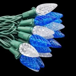 MXTCLM C6 Christmas Lights, 50 LED String Lights, 18.31ft Strawberry Lights, Fairy Lights For Outdoor, Indoor, Garden, Yard, Home, Party, Christmas Tree Decorations (Blue + Cool White)