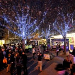 LALAPAO Outdoor Christmas String Lights Solar Powered LED Meteor Shower Rain Lights Xmas Falling Raindrop Light 8 Tubes 288 LED Cascading Fairy Lights For Tree Garden Wedding Party Home Decor (White) -Xmas Lighting Shop 81x3hqHWnGL. AC SL1200