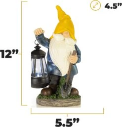 VP Home Earnest Garden Gnome With Lantern Solar Powered LED Outdoor Decor Light (Yellow Hat) Great Addition For Your Garden, Solar Powered Light Garden Gnome, Christmas Decorations Gifts -Xmas Lighting Shop 81xQ32VrXfL. AC SL1500