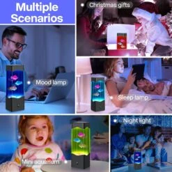 Gifts For Kids Adults, Multi-Color Fake Fish Lava Lamp, USB Powered Aquarium Night Lights, Home Office Room Desktop Decoration, Gift For Christmas, Birthdays, Halloween, Holidays -Xmas Lighting Shop 81y0TCHmHSL. AC SL1500