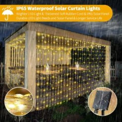600LED Solar Curtain Fairy Lights Outdoor, 20 * 10FT Solar Curtains String Lights Waterproof With Remote Control & 8 Modes, Upgarde Solar Panel And Tpye C Powered For Garden, Gazebo, Christmas Decor -Xmas Lighting Shop 81yOKXEcB1L. AC SL1500