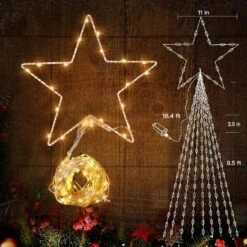 Christmas Decorations Star String Lights, 290 LED Waterfall Tree Lights With 11" Topper Star Christmas Lights Indoor Outdoor Decorative For Wedding Yard Party Home Holiday Decor (Warm White) -Xmas Lighting Shop 81yP8N6FGNL. AC SL1500