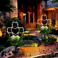 Lmtocs New Cross Solar Lights With Rose Flowers Grave Decorations For Cemetery Loved One, Lighted Cross Sympathy Memorial Gifts, Solar Cross Garden Lights For Christmas Yard Patio Pathway Grave Site -Xmas Lighting Shop 81ycO7doMUL. AC SL1500