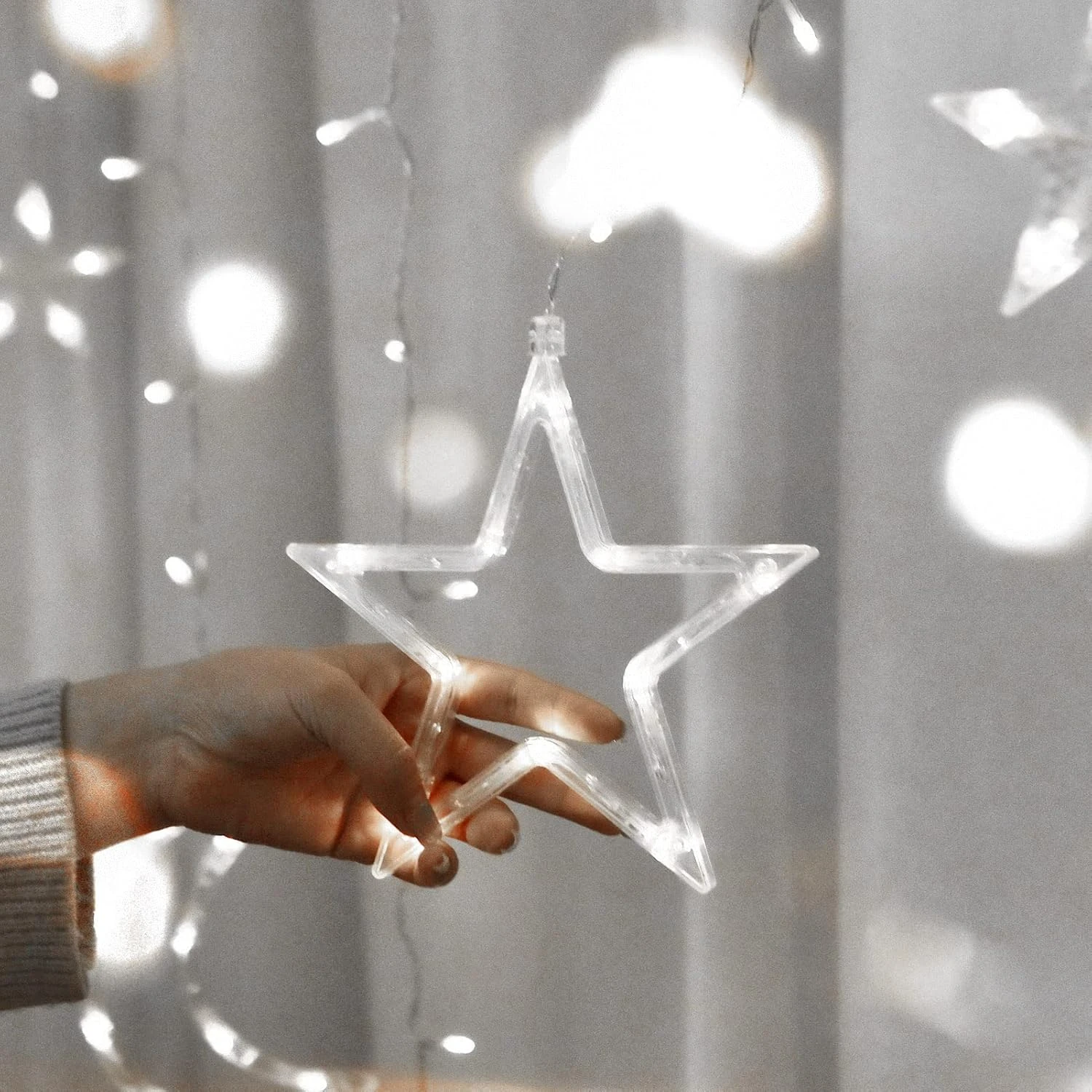 138 LED Ramadan Decorations Lights, Solar Moon And Star Lights For Outdoor Waterproof, Solar Christmas Powered Curtain Lights With 8 Modes, Ramadan Hanging Decor For Ramadan, Home, Patio (Cold White) 3 138 LED Ramadan Decorations Lights, Solar Moon And Star Lights For Outdoor Waterproof, Solar Christmas Powered Curtain Lights With 8 Modes, Ramadan Hanging Decor For Ramadan, Home, Patio (Cold White) - Image 3