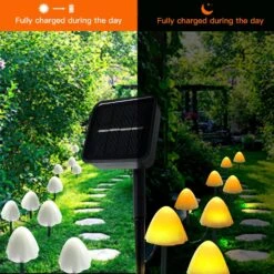 XVZ Outdoor Solar Garden Lights, 12 LED Mini Solar Mushroom Lights,8 Modes Christmas Waterproof Decorative Pathway Landscape Lighting For Yard Patio Party Wedding Festival Decoration (Warm White) -Xmas Lighting Shop 81z1CdptM1L. AC SL1500