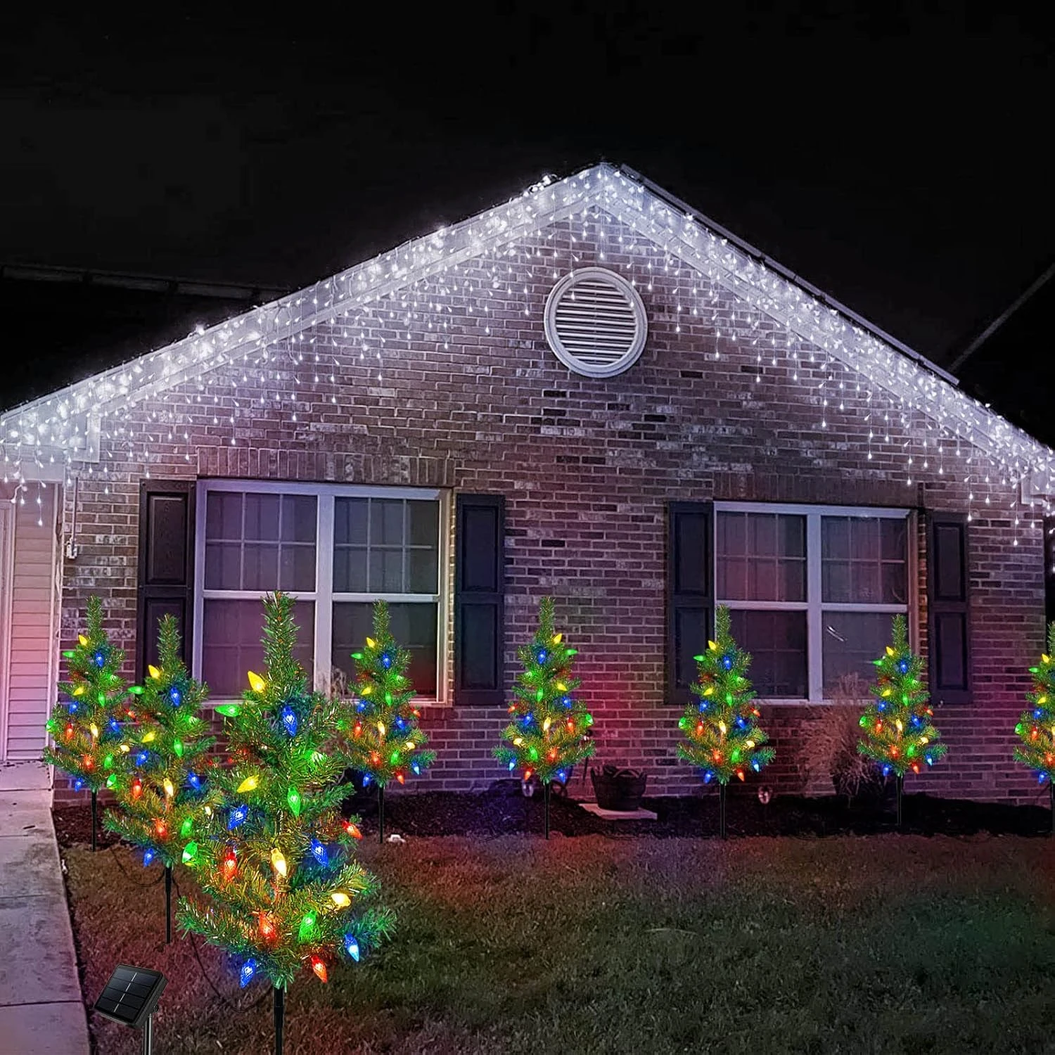 Homeleo 4 Set Solar Christmas Tree W/ 80pcs Multicolor C6 LED Christmas Lights For Outdoor Christmas Decorations,Solar Powered Prelit Small Christmas Tree For Holiday Outside Pathway Garden Yard Decor 5 Homeleo 4 Set Solar Christmas Tree W/ 80pcs Multicolor C6 LED Christmas Lights For Outdoor Christmas Decorations,Solar Powered Prelit Small Christmas Tree For Holiday Outside Pathway Garden Yard Decor - Image 5