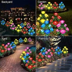 New Upgraded 4-Pack 24 Roses Solar Garden Lights Outdoor Decor, Waterproof Outside Yard Decor Stake Lights, Solar Rose Flower Garden Stake Lights For Garden Yard Christmas Cemetery Grave Decorations -Xmas Lighting Shop 81zPUSd0DL. AC SL1500