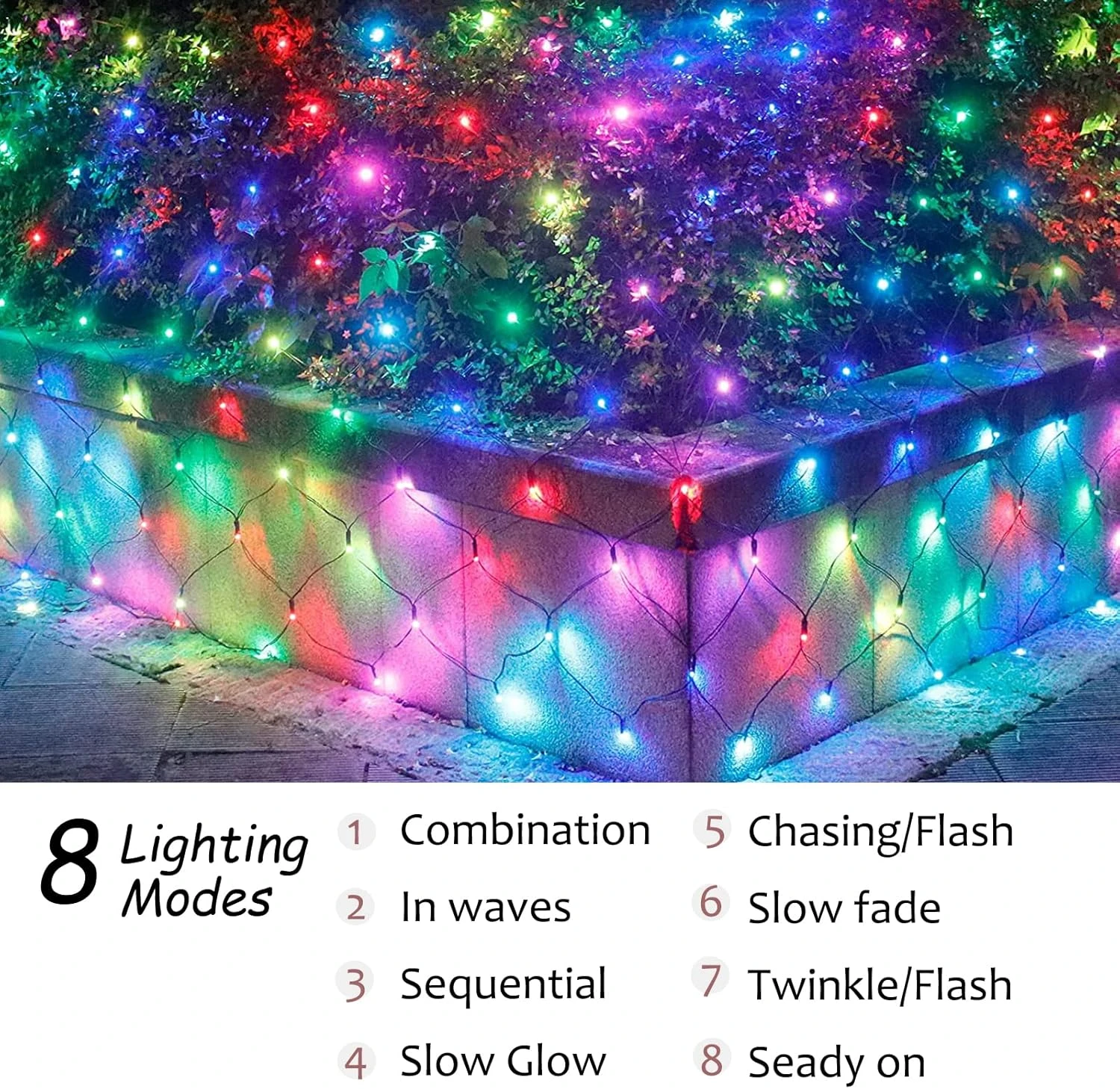 Obrecis Christmas Net Lights Outdoor, 240 LED 18 Color Changing Mesh Lights, 14.8ft X 5ft Waterproof Connectable Multicolored Fairy String Lights For Bushes Xmas Tree Garden Wedding Party Home Decor 3 Obrecis Christmas Net Lights Outdoor, 240 LED 18 Color Changing Mesh Lights, 14.8ft X 5ft Waterproof Connectable Multicolored Fairy String Lights For Bushes Xmas Tree Garden Wedding Party Home Decor - Image 3