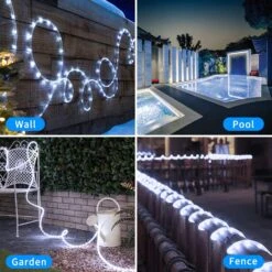 POTIVE 2 Pack Solar Rope Lights, 33 Ft 100 LED Solar Rope Lights Outdoor Waterproof, 8 Modes Solar String Lights For Patio Pool Garden Wedding Fence Walkway Christmas Decor (White) -Xmas Lighting Shop 81zpEdIEHL. AC SL1500