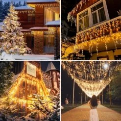 Qunlight Christmas Lights Outdoor IcicleLights 360LED 33FT 8 Modes, Connectable Hanging Fairy String Lights With 30V Plug In For Valentine Wedding Party Eave Garden Wall Decorations(Warm White) -Xmas Lighting Shop 91 ns4P8I1L. AC SL1500