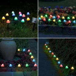 Pellimo Set Of 12pcs Mushroom Solar Garden Lights,2 Modes 14.5ft Solar Powered Mushroom Night String Lights Waterproof For Outdoor Pathway Garden Lawn Party Christmas Decor (Multicolor) -Xmas Lighting Shop 91 wf37mLL. AC SL1500