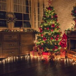 50 Christmas Tree Lights Set - 12.3 Ft / 3.7 M - 120V - Clear Warm White Bulbs 2800K - Brown Wire - Decor Lights For Patio Garden Wedding Holiday Christmas Tree - Indoor And Outdoor Decorative Use -Xmas Lighting Shop 910BxhziDZL. AC SL1500