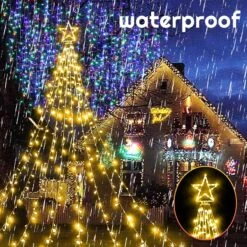 Christmas Decorations Outdoor Tree Lights Warm White 12.7FT 344LEDs Waterfall Christmas Star Lights 8 Lighting Modes And Timer Xmas Hanging Lights For Yard Wedding Holiday -Xmas Lighting Shop 9113G6vRKAL. AC SL1500