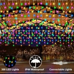 Pooqla RGB Icicle Lights Outdoor Decoration, Color Changing LED String Lights With Remote, 30FT 300LED Hanging Lights For Roof Window Home Party Halloween Christmas Decor -Xmas Lighting Shop 914q7Pzs7gL. AC SL1500